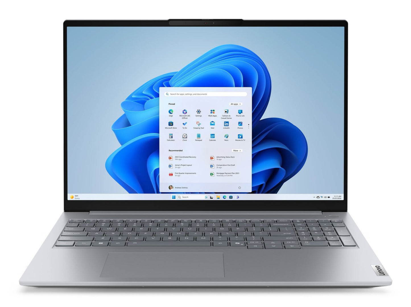 Lenovo ThinkBook 16 Intel Core Ultra 7 255H Computer portatile 40,6 cm (16") WUXGA 32 GB DDR5-SDRAM 1 TB SSD Wi-Fi 6E (802.11ax) Windows 11 Pro Italiano Grigio