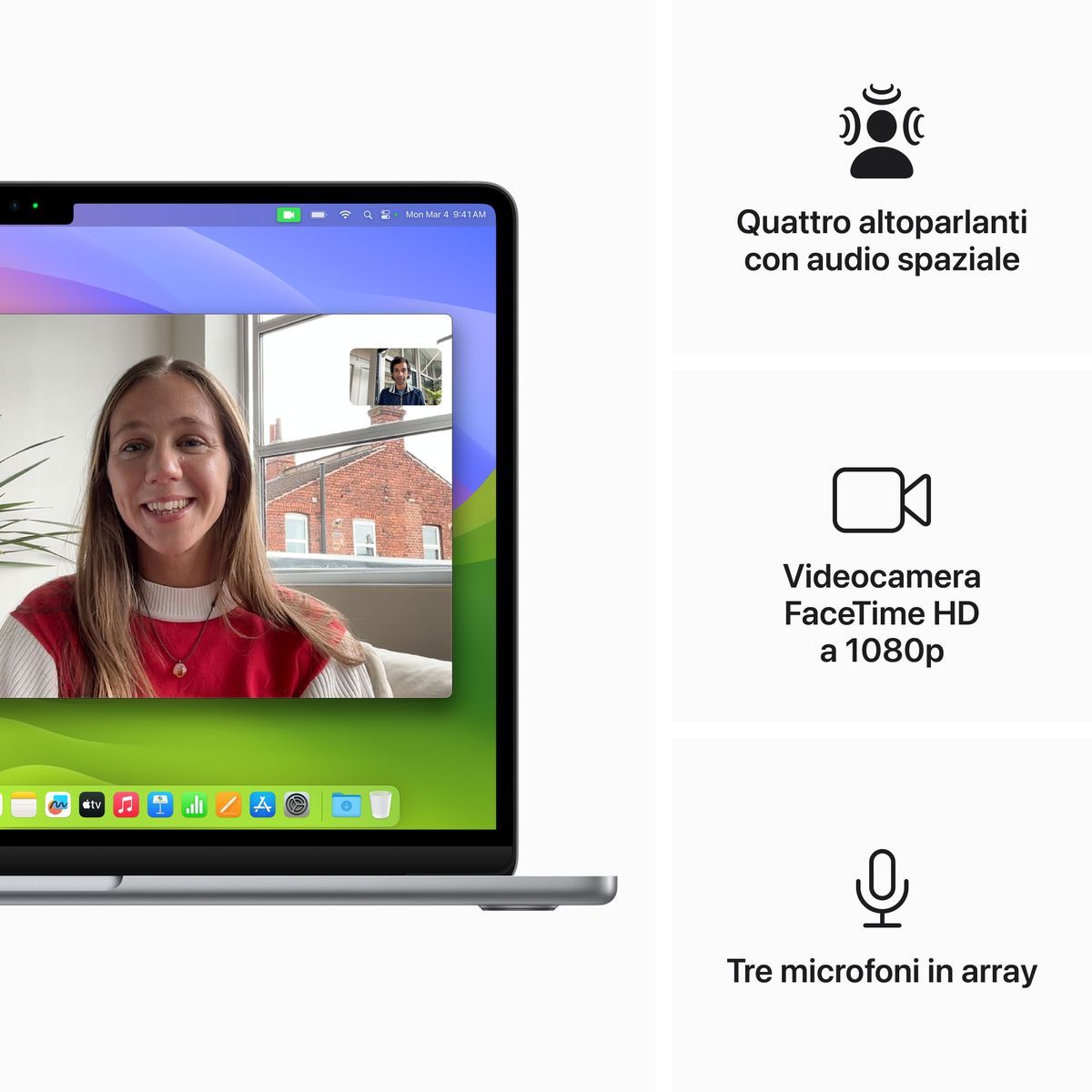 Apple MacBook Air 13": Chip M3 con CPU 8-core e GPU 10-core, 512GB SSD - Grigio siderale