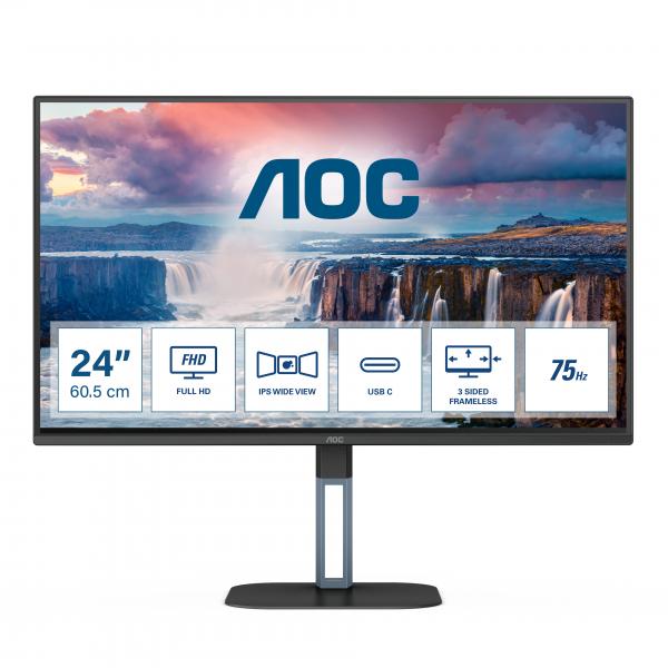 AOC MONITOR 23,8 LED IPS 16:9 FHD 4MS 300 CDM, USB-C, HDMI, MULTIMEDIALE