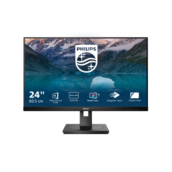 PHILIPS MONITOR 23,8 WLED VA 16:9 FHD 4MS, VGA/DVI/DP/HDMI, HUB USB, PIVOT, MULTIMEDIALE