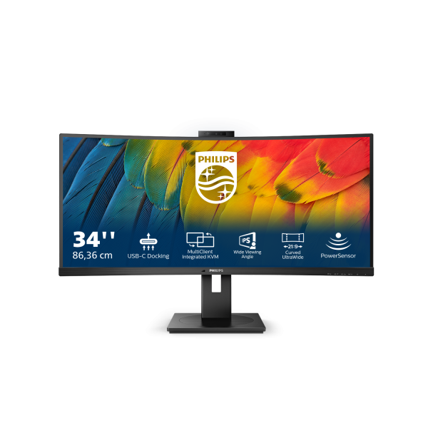 PHILIPS MONITOR CURVO 34 LED VA ULTRA WIDE 3440X1440 21:9 4MS 350 CDM, USB-C DOCK, WEBCAM, REG ALTEZ, MULTIMEDIALE