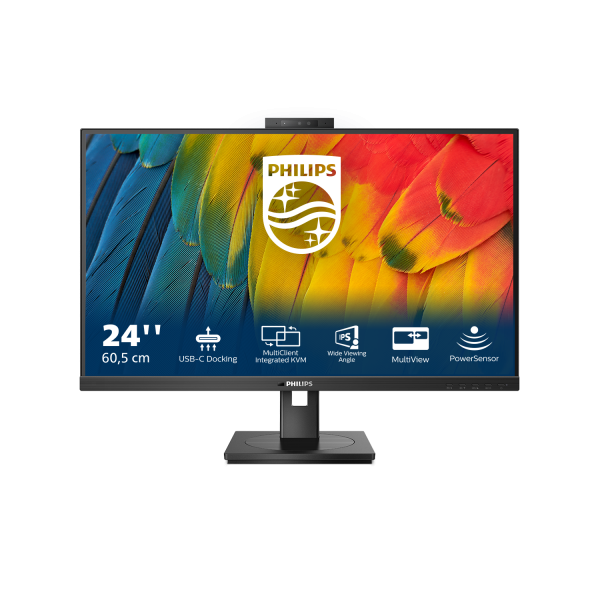 PHILIPS MONITOR 23,8 WLED IPS 16:9 FHD 4MS, DP/HDMI, USB-C DOCKING, WEBCAM, PIVOT, MULTIMEDIALE