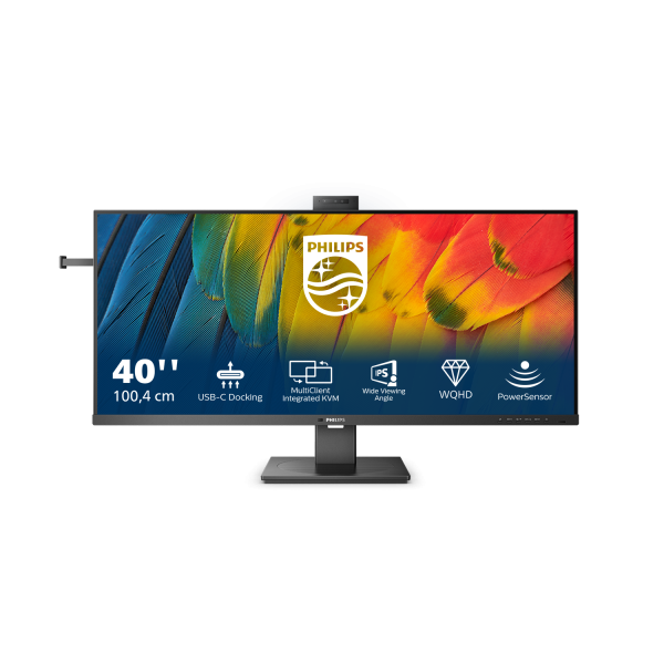 PHILIPS MONITOR 40 WLED VA 21:9 UWQHD 4MS, DP/HDMI, USB-C DOCKING, WEBCAM, REG ALTEZZA, MULTIMEDIAL