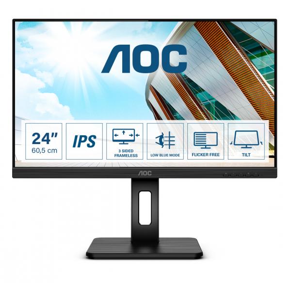 AOC MONITOR 23,8 LED IPS 16:9 FHD 4MS 250 CDM, PIVOT, VGA/DVI/DP/HDMI, MULTIMEDIALE