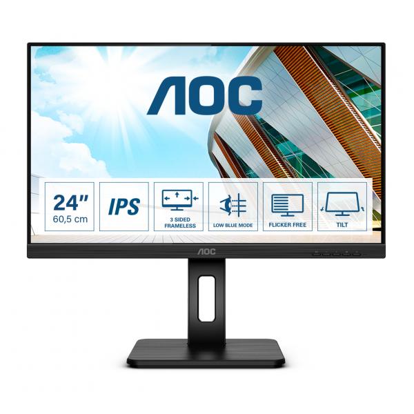 AOC MONITOR 23,8 LED IPS QHD 16:9 4MS 250 CDM, PIVOT, VGA/DP/DVI/HDMI, MULTIMEDIALE