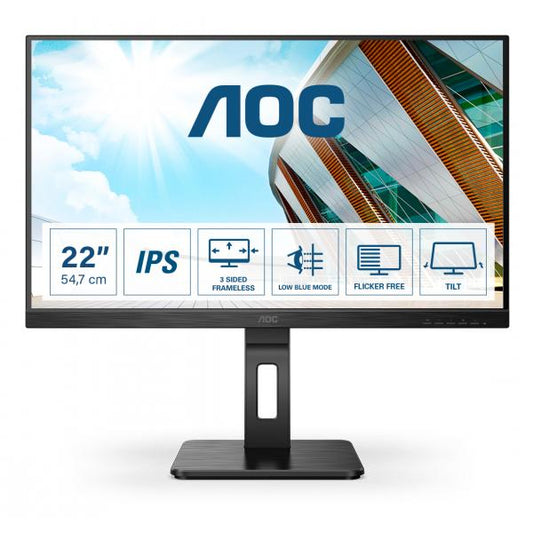 AOC MONITOR 21,5 LED IPS 16:9 FHD 4MS 250 CD/M, PIVOT, VGA/DVI/HDMI, MULTIMEDIALE