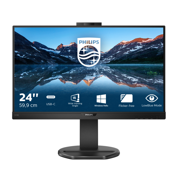 PHILIPS MONITOR 23,8 LED IPS 16:9 FHD 4MS 250 CDM, VGA/HDMI/DP, PIVOT, USB-C, WEBCAM, MULTIMEDIALE