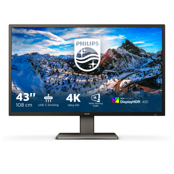 PHILIPS MONITOR 42,5 LED VA 16:9 4K UHD 4MS 400 CDM, DP/HDMI HUB USB-C, PIVOT, MULTIMEDIALE